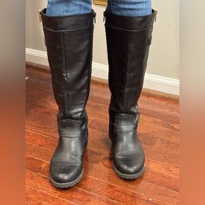 Black Leather Knee-High Boots